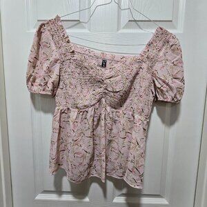 NWT Allegra K Top Blouse Womens XL Floral Coquette Cottage core Milkmaid